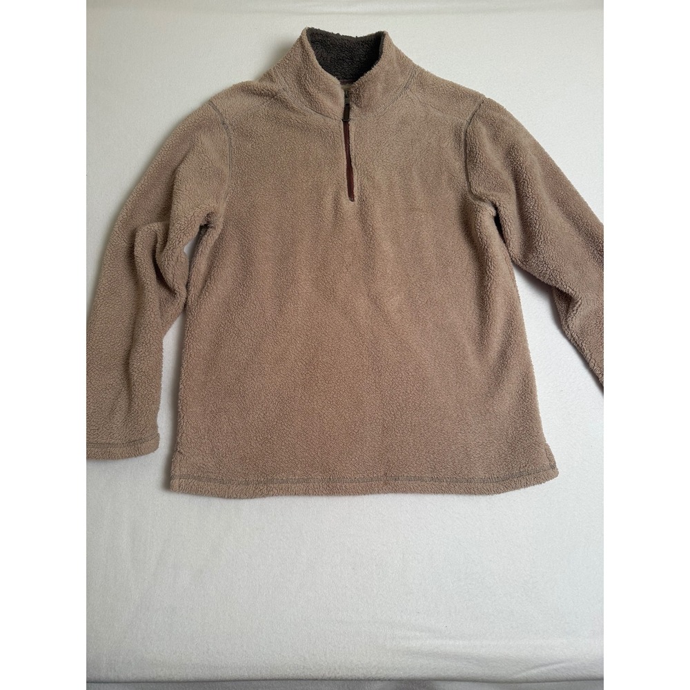 Trinity Mens Quarter Zip Sherpa Fleece Pullover Tan Taupe Size Large TR184198